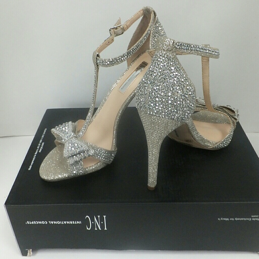 INC Women'sReesie Rhinestone Bow Evening Sz 7.5M